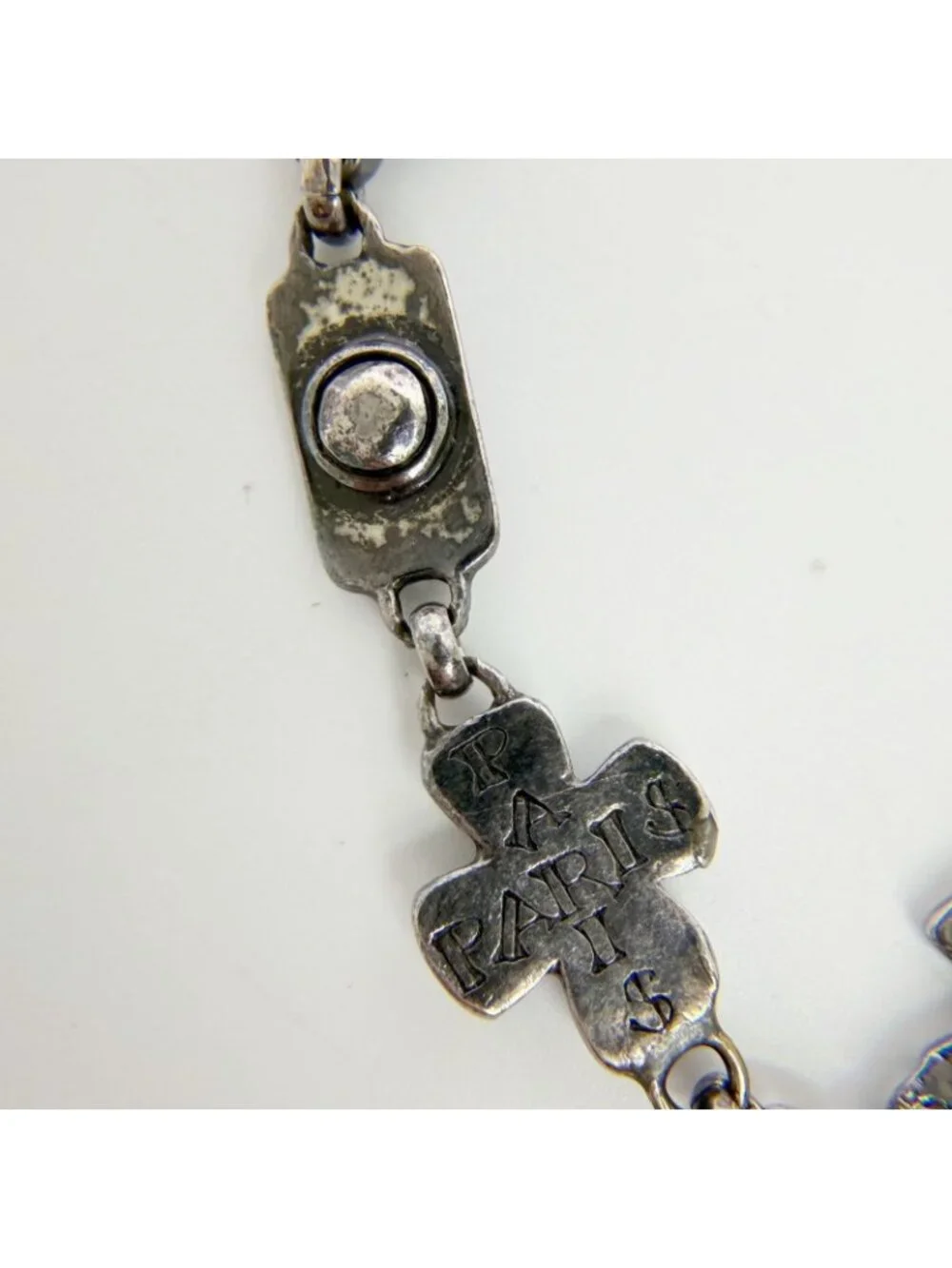 Chanel CC Logo Multi Charm Bracelet Plated Silver Vintage